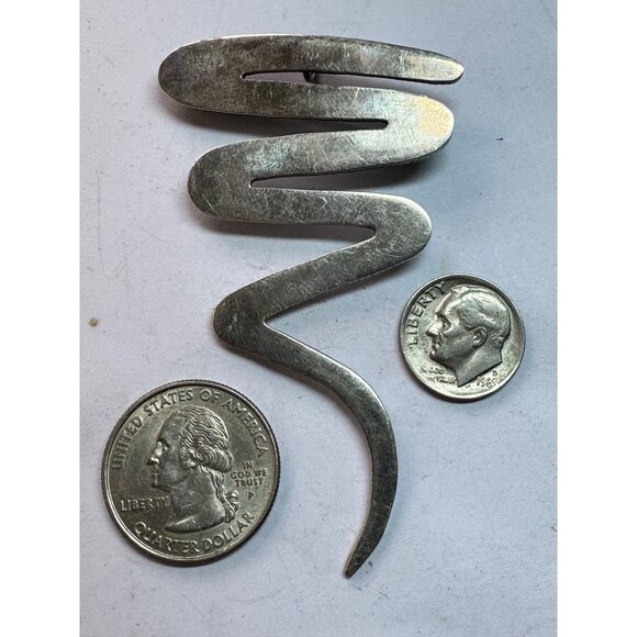 Estate Modernist Sterling Silver 925 Spiral Brooch Pin & Pendant, 77.5mm, 15.7g - Picture 6 of 8